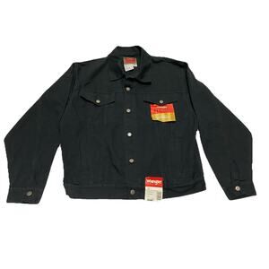 Vintage Wrangler Hero Jacket Mens Large Black Denim Trucker Jean Coat Cowboy NEW